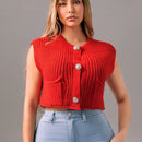 Foxxy cardigan corto informal sin mangas de apertura frontal para mujer, unicolor, otono