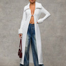 Bae blazer de manga larga con cuello afelpado de unicolor y parches, chaqueta para mujer en otono/invierno, sueteres de otono, ropa de mujer de invierno, sueter oversize, ropa y2k, sueter tipo cardigan estilo renacimiento