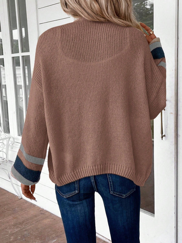 Emery rose cardigan de mujer de bloques de color con rayas, moda minimalista para uso casual diario