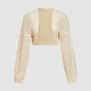 Mod cardigan amarillo de punto grueso con textura de nudo y floral para mujer