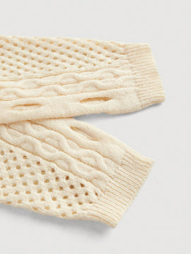 Mod cardigan amarillo de punto grueso con textura de nudo y floral para mujer