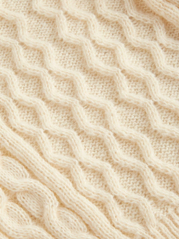 Mod cardigan amarillo de punto grueso con textura de nudo y floral para mujer