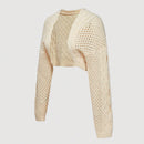Mod cardigan amarillo de punto grueso con textura de nudo y floral para mujer
