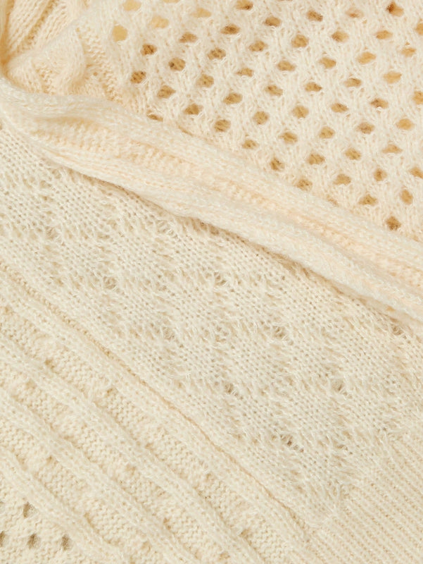 Mod cardigan amarillo de punto grueso con textura de nudo y floral para mujer
