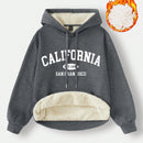 Ezwear sudadera holgada casual de cuello alto con media cremallera, estampado de la letra california, color blanco, con cordon ajustable, esponjosa y gruesa, apropiada para otono/invierno