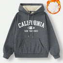 Ezwear sudadera holgada casual de cuello alto con media cremallera, estampado de la letra california, color blanco, con cordon ajustable, esponjosa y gruesa, apropiada para otono/invierno