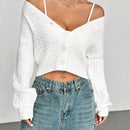 Moosta blusa casual de manga larga con botones de un solo color para uso diario de mujer