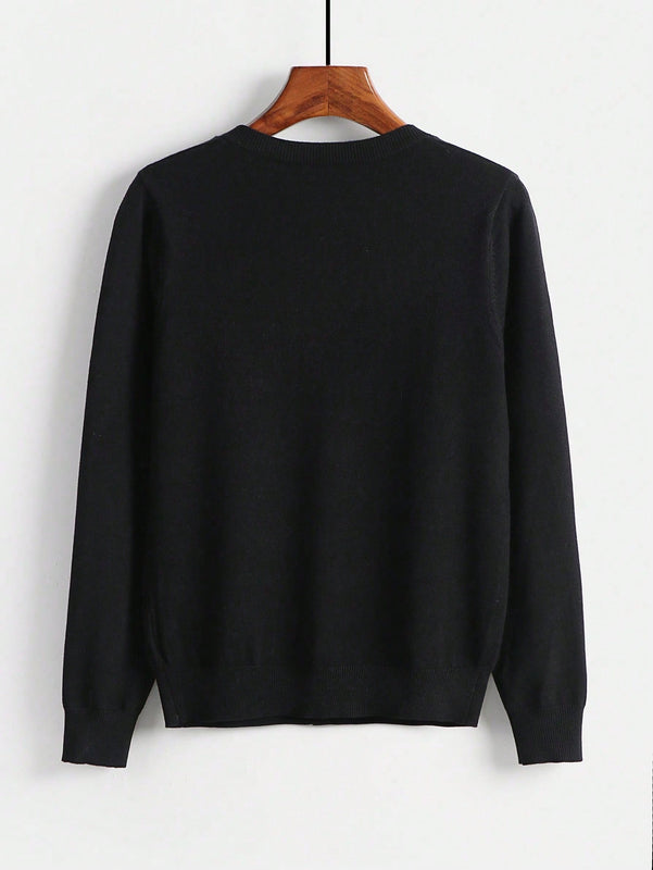 Essnce cardigan suelto y casual de mujer de un solo abotonado, de color liso, manga larga, para otono/invierno