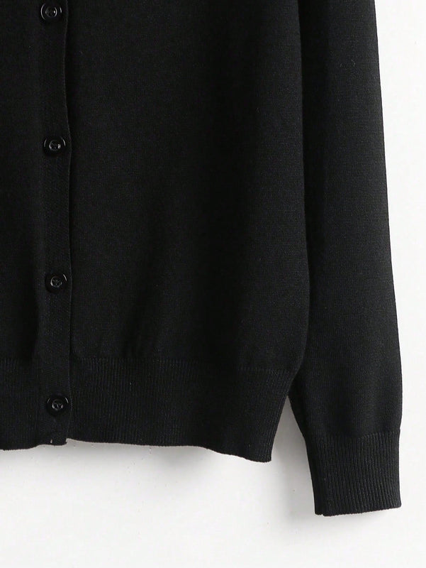 Essnce cardigan suelto y casual de mujer de un solo abotonado, de color liso, manga larga, para otono/invierno