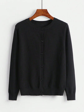 Essnce cardigan suelto y casual de mujer de un solo abotonado, de color liso, manga larga, para otono/invierno