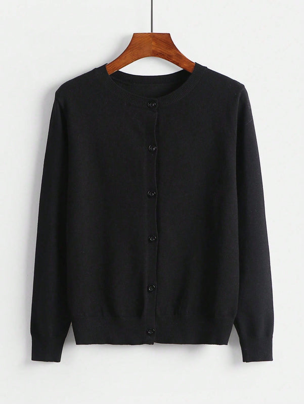 Essnce cardigan suelto y casual de mujer de un solo abotonado, de color liso, manga larga, para otono/invierno