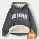 Ezwear sudadera holgada casual de cuello alto con media cremallera, estampado de la letra california, color blanco, con cordon ajustable, esponjosa y gruesa, apropiada para otono/invierno