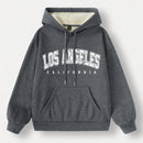 Ezwear sudadera holgada casual de cuello alto con media cremallera, estampado de la letra california, color blanco, con cordon ajustable, esponjosa y gruesa, apropiada para otono/invierno