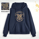 Harry potter | romwe sudadera con capucha de mujer informal, de gran tamano, con bolsillo tipo canguro, estampado de letras y insignias de animales, y cordon ajustable