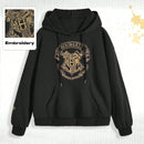 Harry potter | romwe sudadera con capucha de mujer informal, de gran tamano, con bolsillo tipo canguro, estampado de letras y insignias de animales, y cordon ajustable