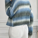 Relaxiva cardigan de punto con botones delanteros, manga larga, de color ombre, hecho de un hilado jaspeado y tejido de nervio