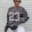 Ezwear sudadera holgada de cuello redondo de manga larga con patron de hojas de arce y ramas para mujer, adecuada para otono/invierno