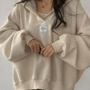 Ezwear sudadera con capucha casual de mujer con bordado de letras, para otono/invierno