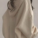 Ezwear sudadera con capucha de manga larga informal con estampado de letra, hombros caidos y cordon, para otono