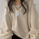 Ezwear sudadera con capucha casual de mujer con bordado de letras, para otono/invierno