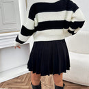 Petite cardigan de punto a rayas con detalles de flores