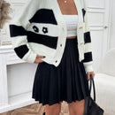 Petite cardigan de punto a rayas con detalles de flores