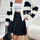 Petite cardigan de punto a rayas con detalles de flores