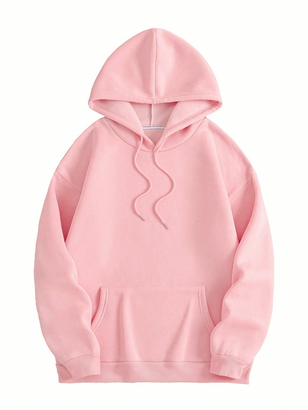 Ezwear sudadera con capucha de manga larga con cordon, estampado de lema y lazo, para uso casual en otono/invierno