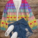 Lune cardigan tejido con estampado floral multicolor, calido para otono/invierno