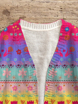 Lune cardigan tejido con estampado floral multicolor, calido para otono/invierno