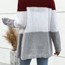 Lune cardigan con parches de colores contrastantes, informal y de moda para uso diario