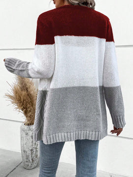 Lune cardigan con parches de colores contrastantes, informal y de moda para uso diario