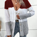 Lune cardigan con parches de colores contrastantes, informal y de moda para uso diario