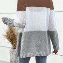 Lune cardigan con parches de colores contrastantes, informal y de moda para uso diario
