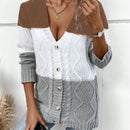 Lune cardigan con parches de colores contrastantes, informal y de moda para uso diario