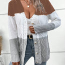 Lune cardigan con parches de colores contrastantes, informal y de moda para uso diario