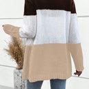 Lune cardigan con parches de colores contrastantes, informal y de moda para uso diario
