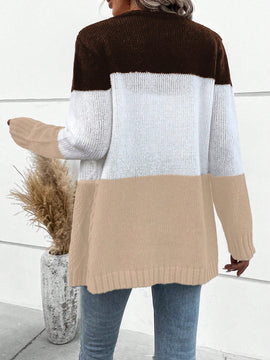 Lune cardigan con parches de colores contrastantes, informal y de moda para uso diario