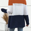 Lune cardigan con parches de colores contrastantes, informal y de moda para uso diario