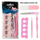 Juego de 5 piezas de herramientas de manicura, lima exfoliante, separador de dedos y juego de protector de uñas