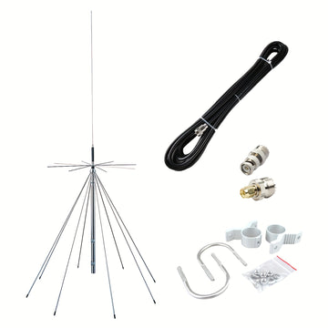 Antena Discone D3000N con Diamantes para Escáneres de Policía GMRS 25-3000MHz, Compatible con GMRS FM 1090MHz UHF VHF HF, con Cable de 10 Metros PL-259 SMA BNC