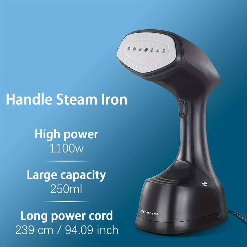 Vaporizador portátil para ropa con cepillo - Calentamiento rápido, potente plancha a vapor para ropa, capacidad grande de 250ml, 1100W, enchufe de 110V, ideal para hogar, viajes, residencias y oficina, diseño compacto para fácil almacenamiento, cuidado d