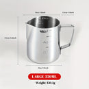 1pc Vaso Espumador de Leche de Acero Inoxidable Premium con Marcas de Escala Precisas - Ideal para Espresso, Latte, Cappuccino | Jarra de Metal Duradera y Fácil de Limpiar con Guía de Medición