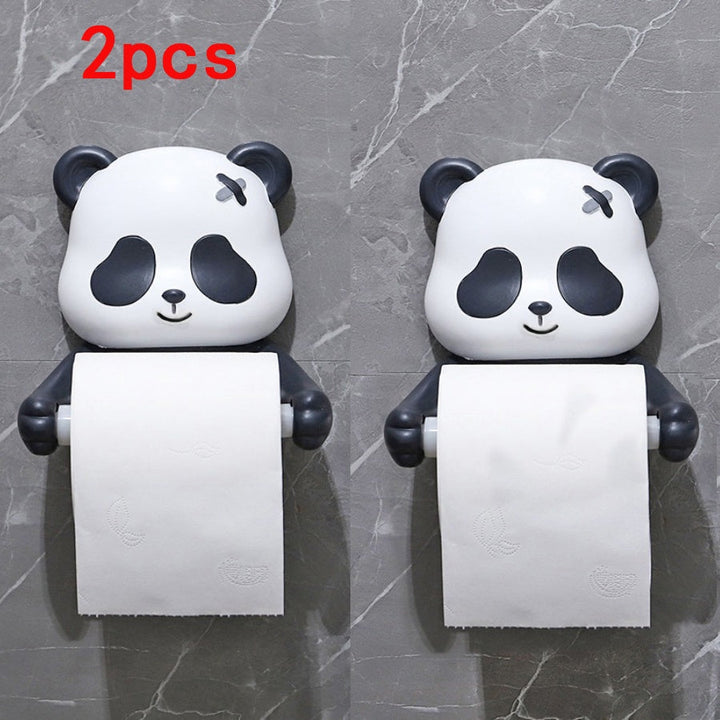 Portarrollos de Papel Higiénico con Diseño de Panda Adorable para Montaje en Pared - Autoadhesivo Sin Taladro, Decoración Duradera y Pintada para Baños y Cocinas, Accesorios y Estilo Caprichoso, Construcción Robusta, Accesorio Hogareño Divertido