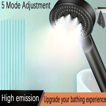 1 unidad de cabezal de ducha de alta presión con 5 modos, 5 velocidades ajustables y 5 patrones de rociado - Cabezal único montado en pared para decoración de baño, material ABS duradero para una experiencia de ducha moderna, flujo de agua ajustable, pre