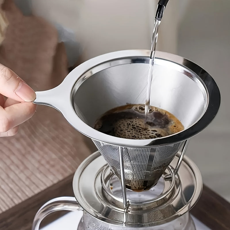 Filtro de café de acero inoxidable para vertido, 1 o 2 piezas - Portafiltro premium, malla ultrafina, sin necesidad de papel - Ideal para casa y oficina