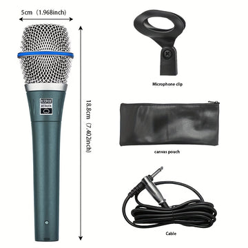 Micrófono dinámico profesional 87A, con conector de 6,35 mm, sonido HD, construcción duradera, ideal para karaoke, canto en escena, grabación vocal, actuación, discursos - No requiere batería, accesorio para cantar | Presentación audaz | Construcción dur