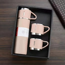 1 juego de tazas de vacío de acero inoxidable 304 para negocios, con 3 tapas, regalo portátil para exteriores.