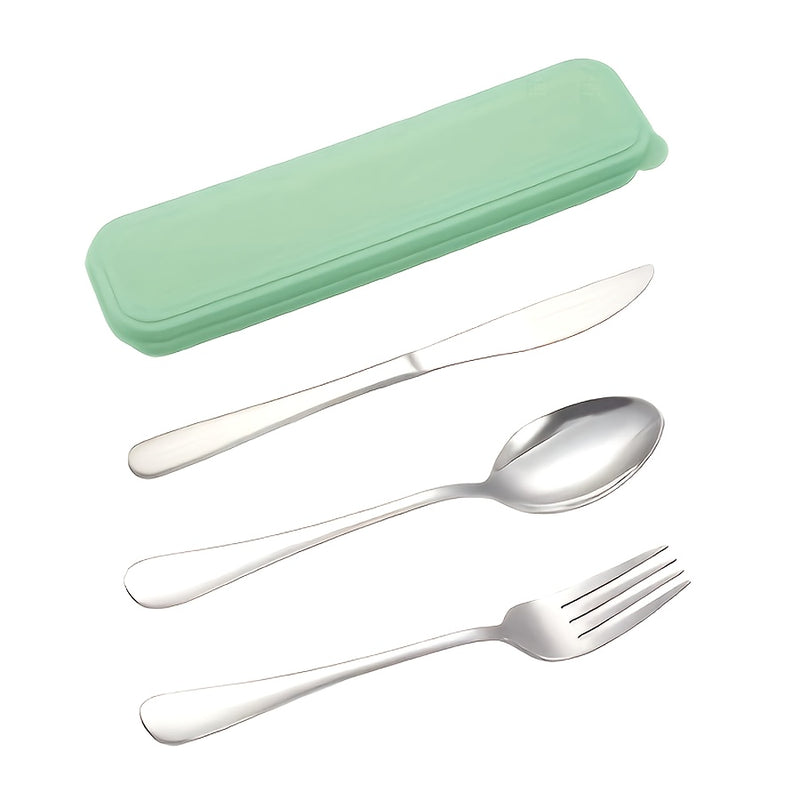 Juego de vajilla portátil de acero inoxidable de 4 piezas, cuchara, tenedor, cuchillo de acero inoxidable, adecuado para picnic, trabajo, campamento, escuela, viajes, vajilla reutilizable incluyendo caja, vajilla de viaje con caja de almacenamiento, apta