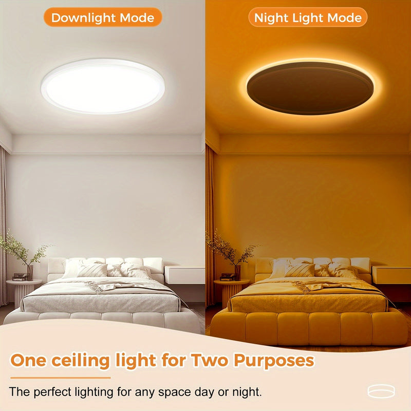 Luz LED empotrada para techo de 30.48 cm con control remoto - Opciones de iluminación cálida y fría ajustable, 3000K-6500K, modo día a noche, fácil instalación para cocina, pasillo, sala - Acabado mate elegante, iluminación con control remoto | Luz de te